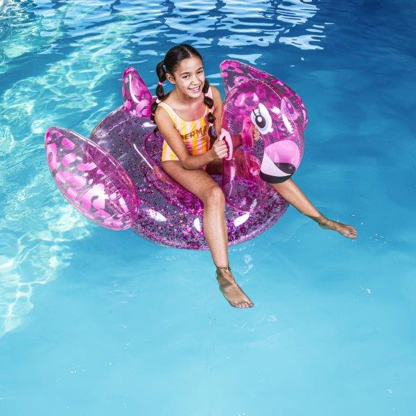 Swim Essentials Inflatable Ride On - Flamingo, Neon Pink, 150 cm
