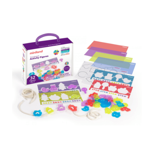 Miniland Aptitude Translucent Threading Activity Figures, 32 Pcs