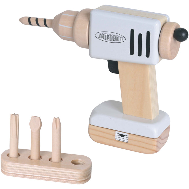 MamaMemo Wooden Workshop Tools - Drill with Charger