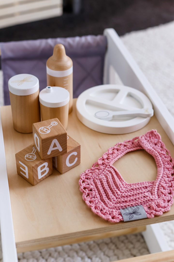 by Astrup Role Play Wooden Doll Feeding Set, 9 pcs