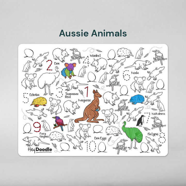 HeyDoodle - Classic Colouring &amp; Doodle Mat - Aussie Animals