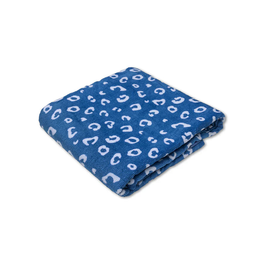 Swim Essentials Luxe Beach Towel, Blue Leopard