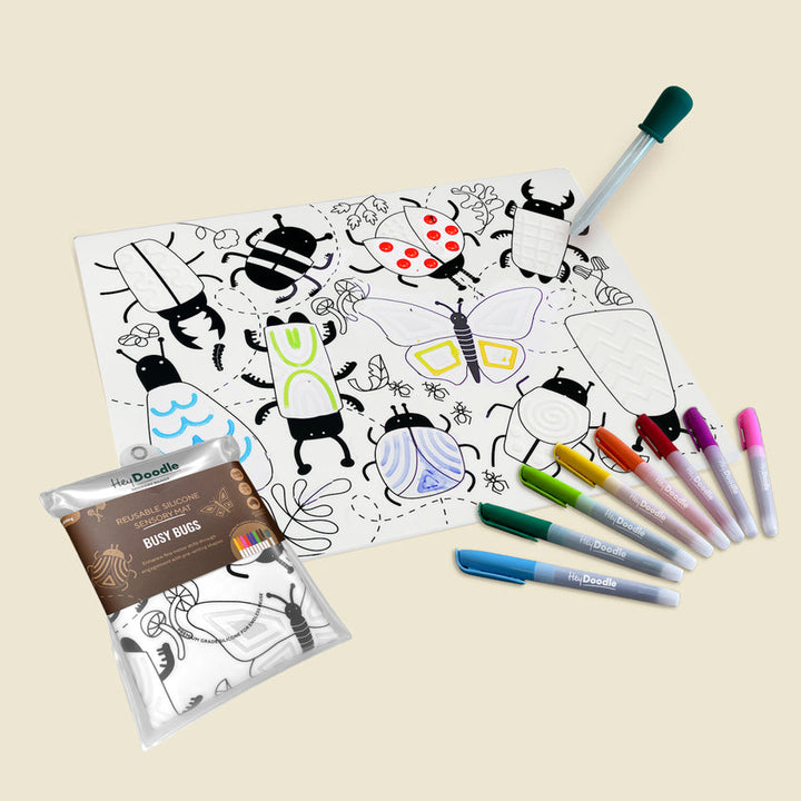 HeyDoodle - Sensory Colouring &amp; Doodle Mat - Busy Bugs