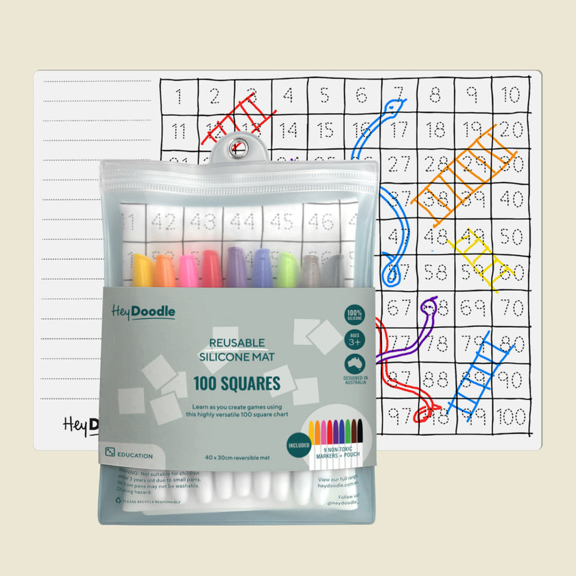 HeyDoodle - Classic Colouring &amp; Doodle Mat - 100 Squares