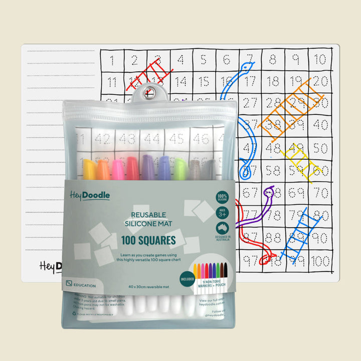 HeyDoodle - Classic Colouring &amp; Doodle Mat - 100 Squares