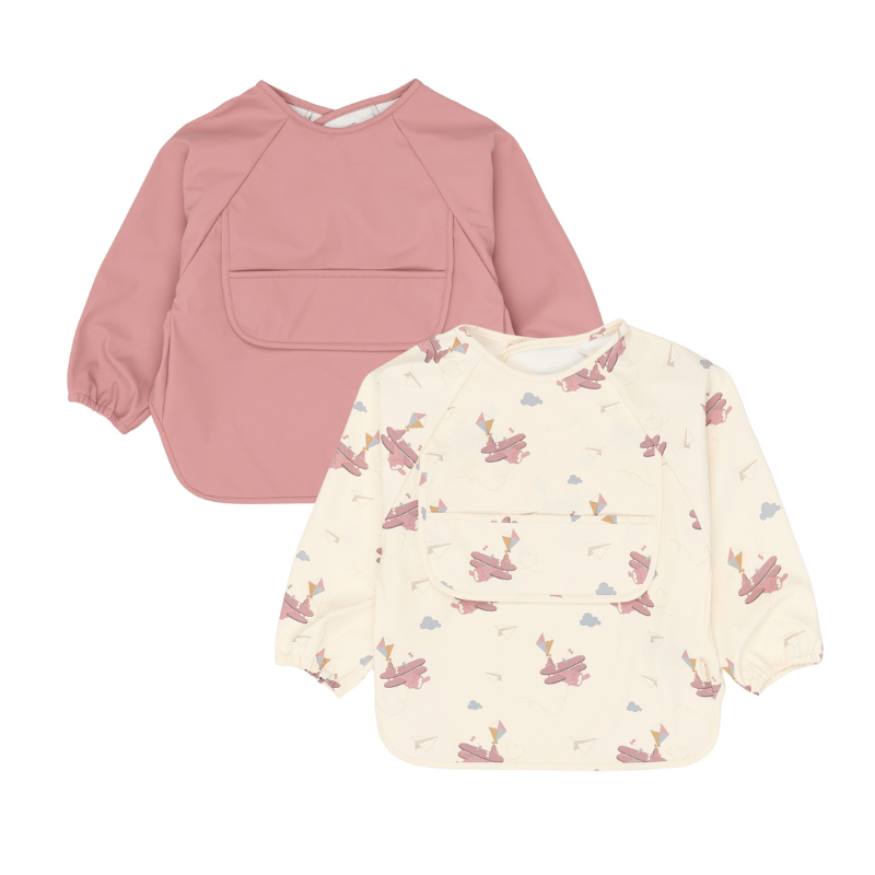 Fabelab - Smocks with Sleeves and Pockets - Little Flyers Airplane Rose, 2 pcs