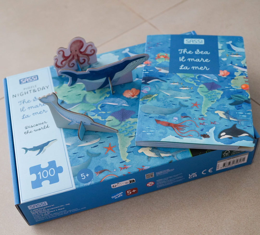 Sassi Glow-in-the-Dark Night &amp; Day Puzzle &amp; Book Set - Sea