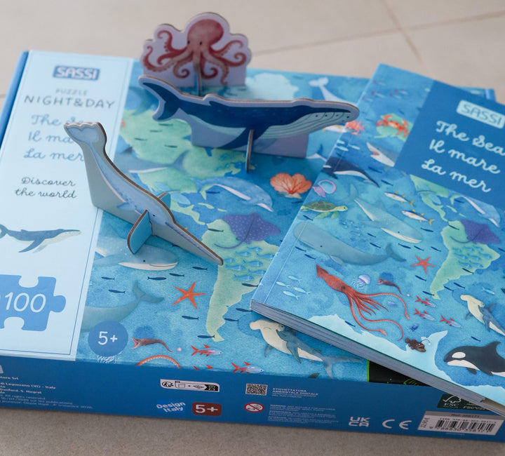 Sassi Glow-in-the-Dark Night &amp; Day Puzzle &amp; Book Set - Sea