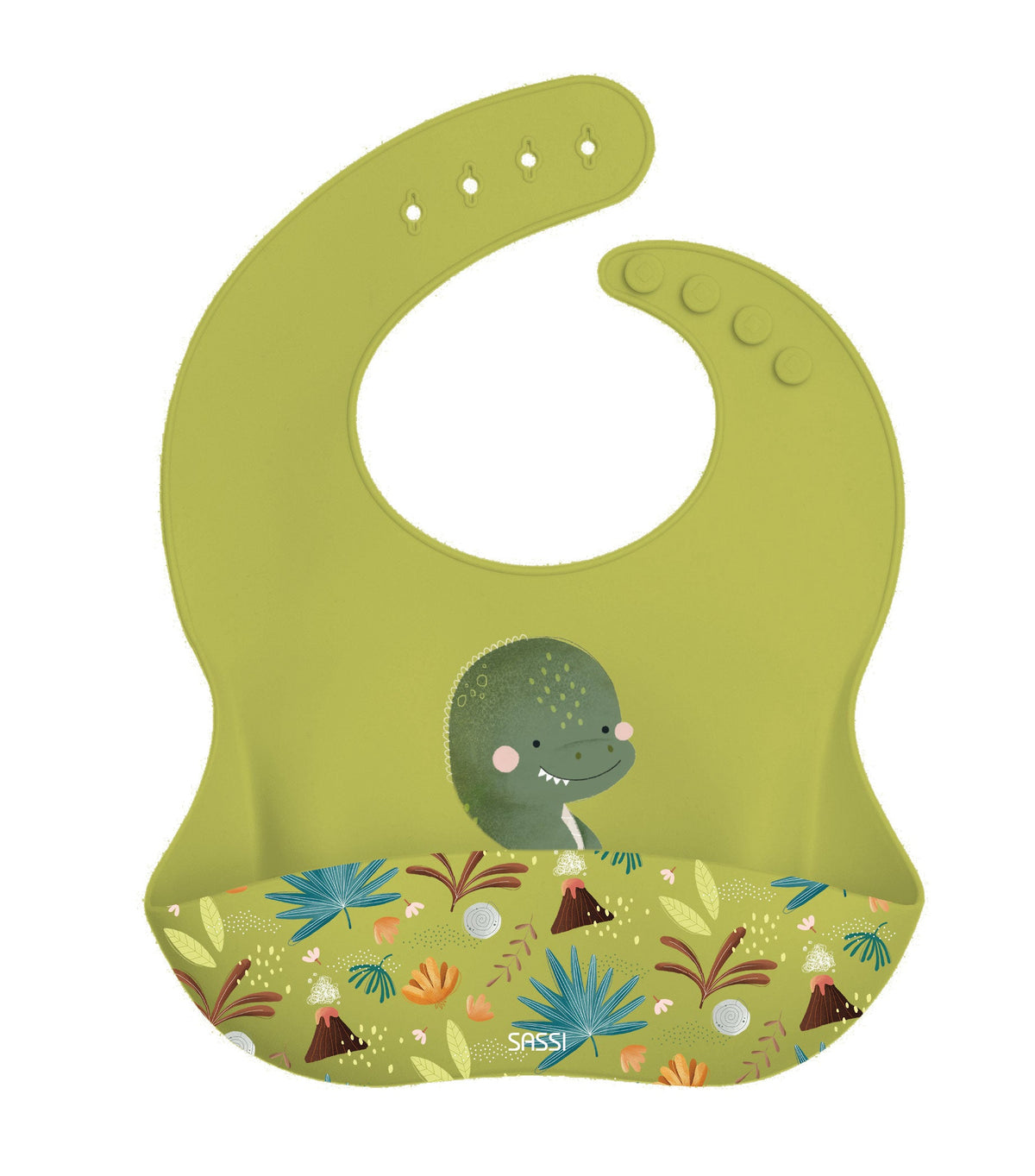 Sassi Silicone Bib - Cracky the Dinosaur