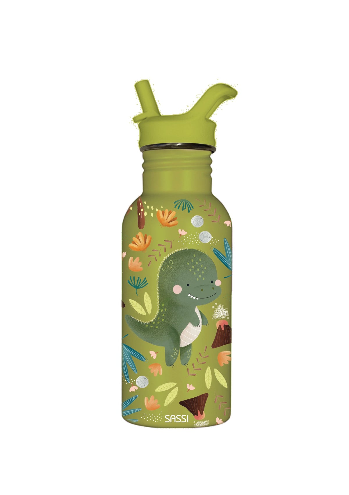 Sassi Stainless Steel Drink Bottle 500 ml - Cracky the Dinosaur