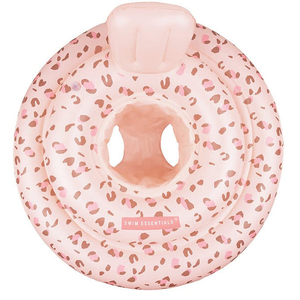 Swim Essentials Inflatable Baby Swimseat - Old Pink Leopard, 0-1 yrs