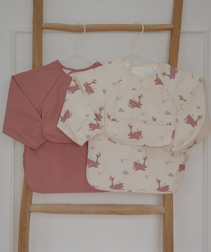 Fabelab - Smocks with Sleeves and Pockets - Little Flyers Airplane Rose, 2 pcs