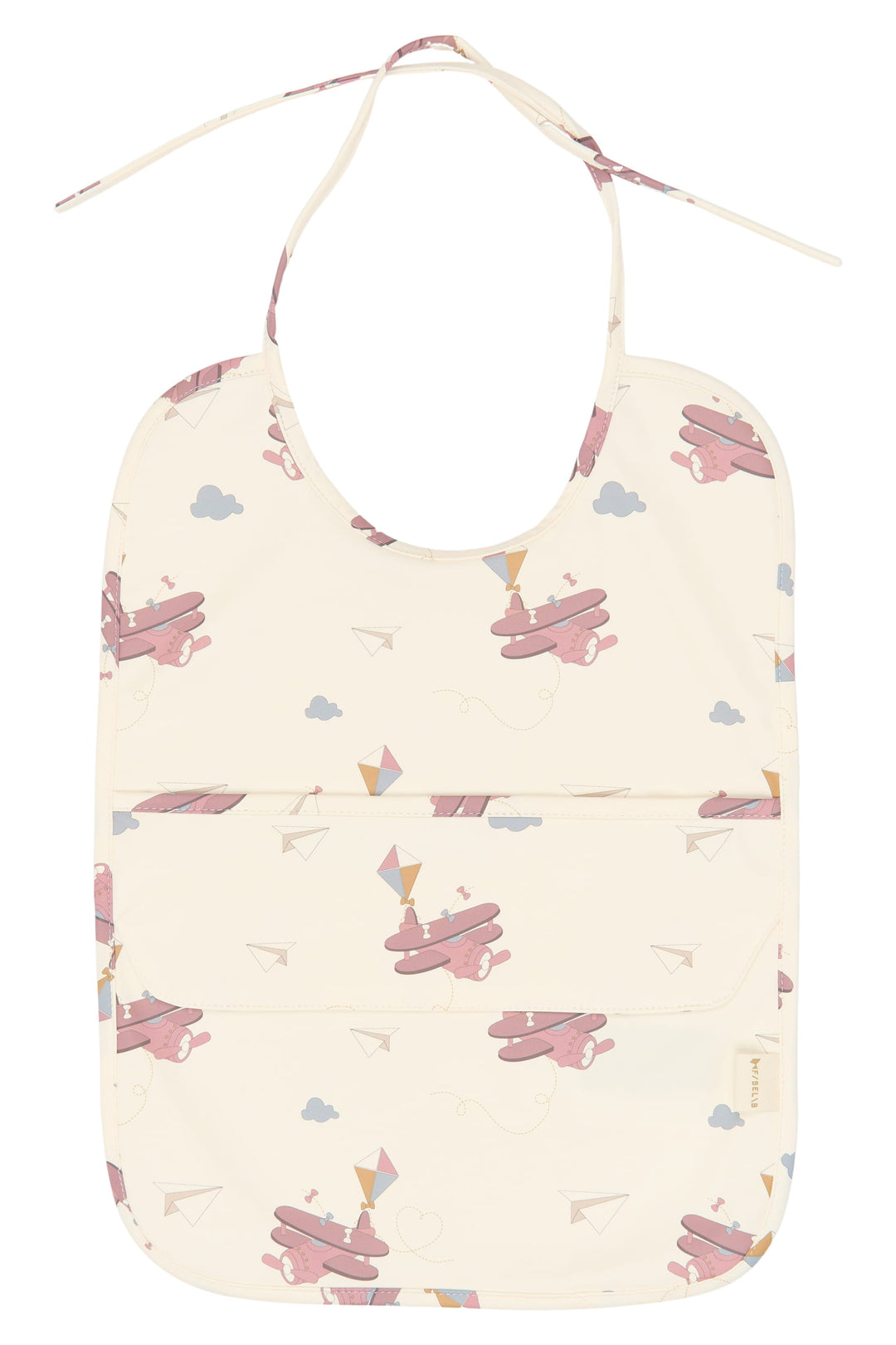 Fabelab - Bibs with Pocket - Little Flyers Airplane Ash Rose, 2 pcs