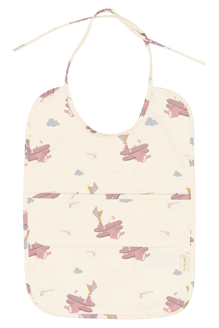 Fabelab - Bibs with Pocket - Little Flyers Airplane Ash Rose, 2 pcs