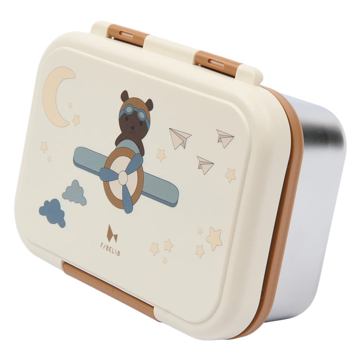 Fabelab Stainless Steel and PP Plastic Lunch Box - Bear Airplane