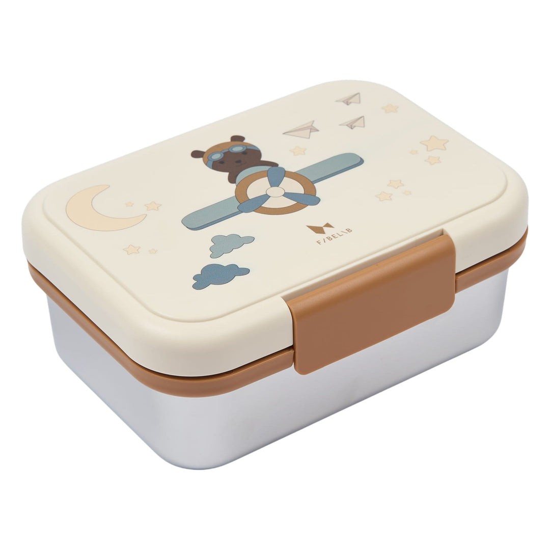Fabelab Stainless Steel and PP Plastic Lunch Box - Bear Airplane