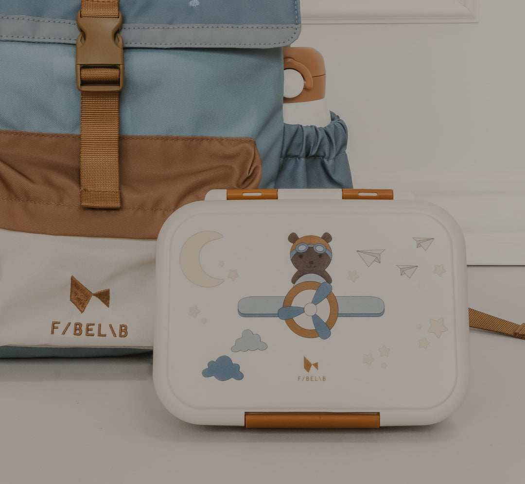 Fabelab Stainless Steel and PP Plastic Lunch Box - Bear Airplane