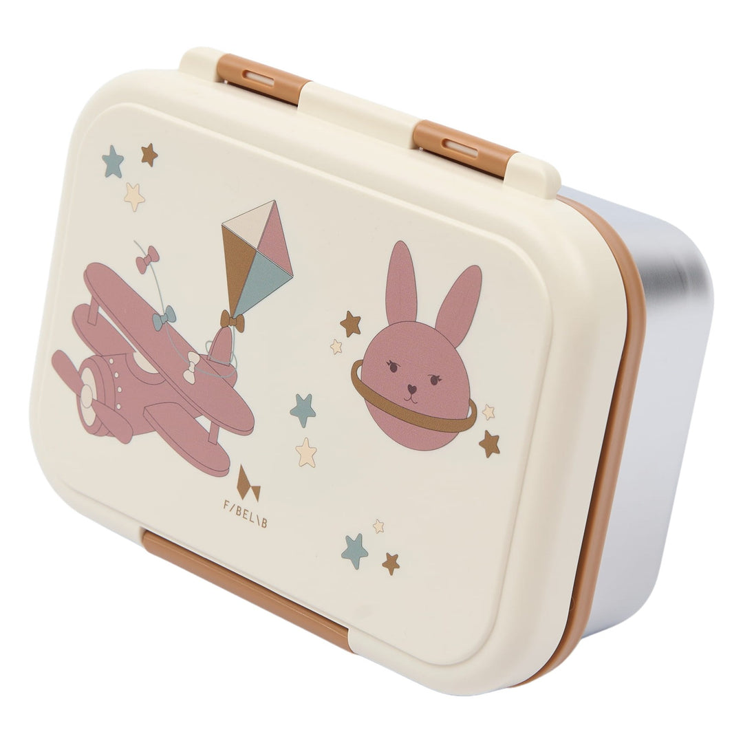 Fabelab Stainless Steel and PP Plastic Lunch Box - Bunny Airplane