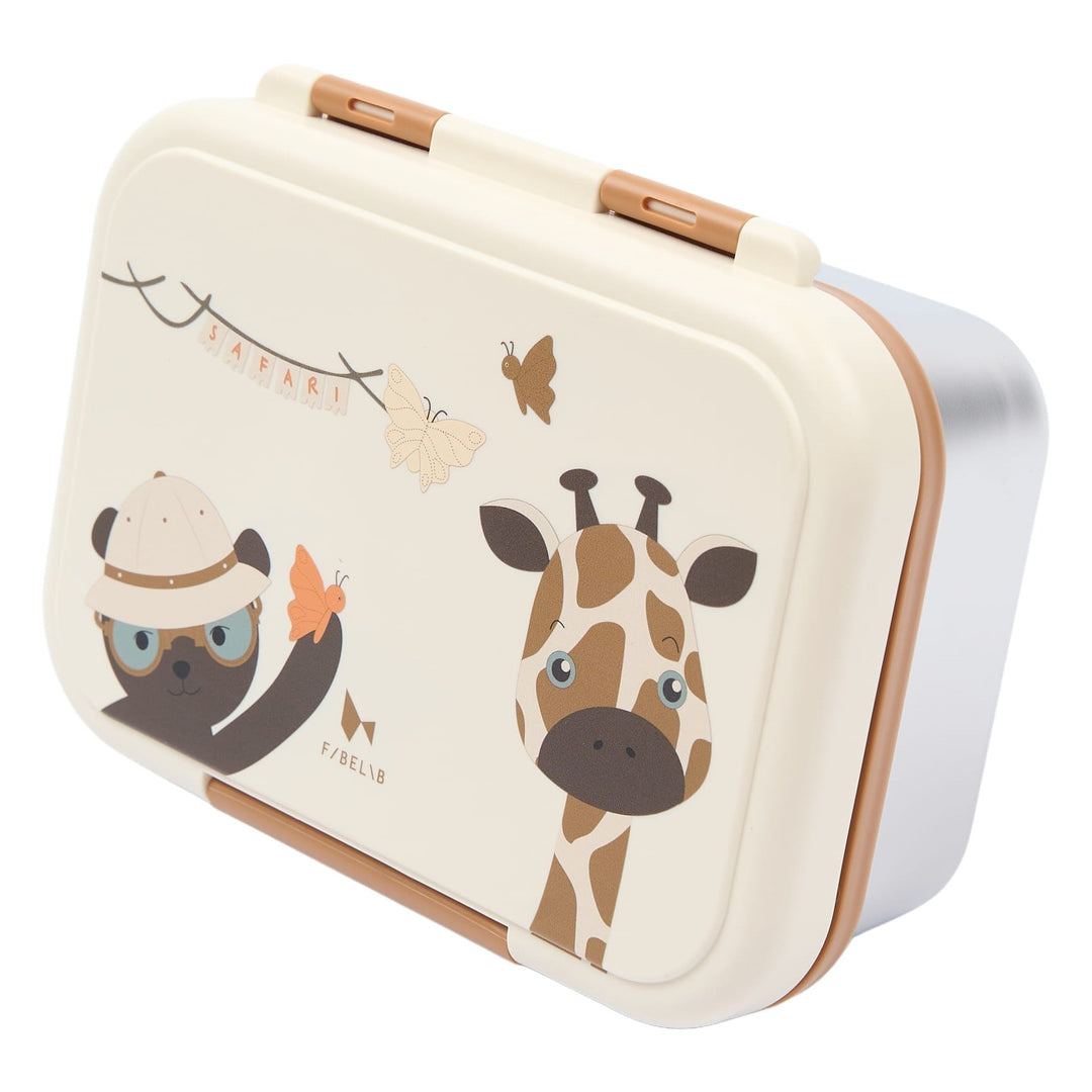 Fabelab Stainless Steel and PP Plastic Lunch Box - Safari Jungle Bear and Giraffe
