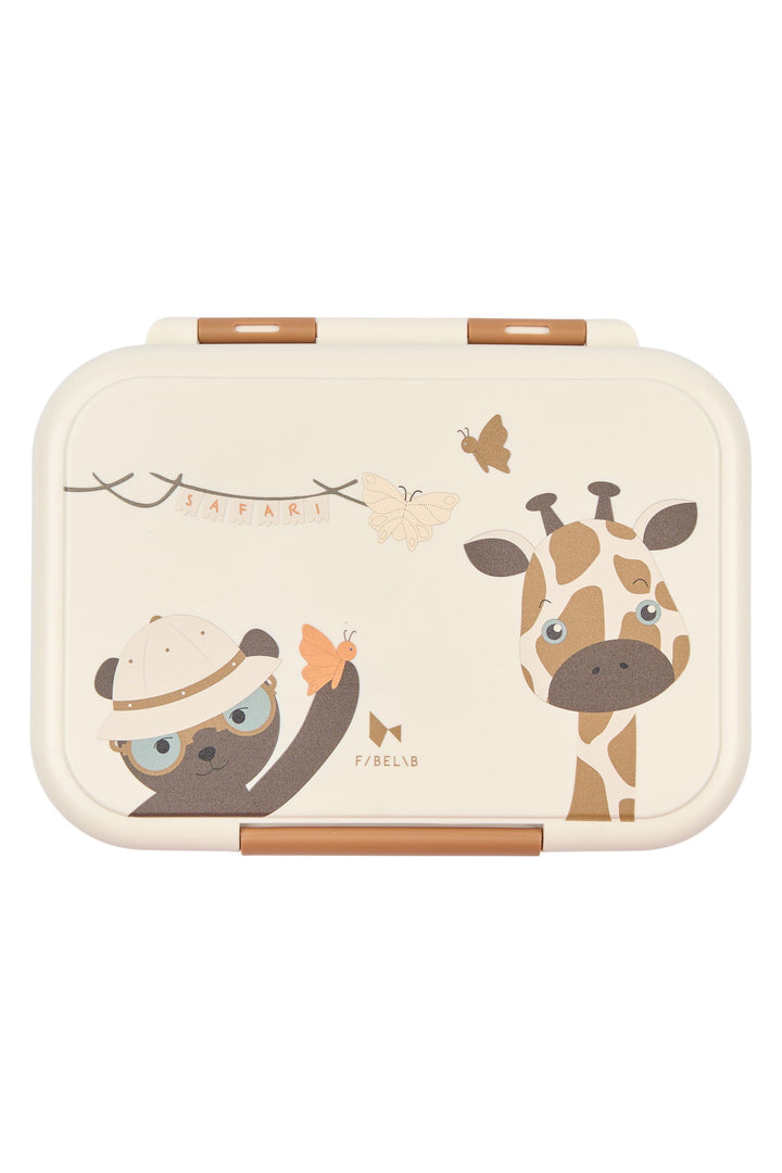 Fabelab Stainless Steel and PP Plastic Lunch Box - Safari Jungle Bear and Giraffe