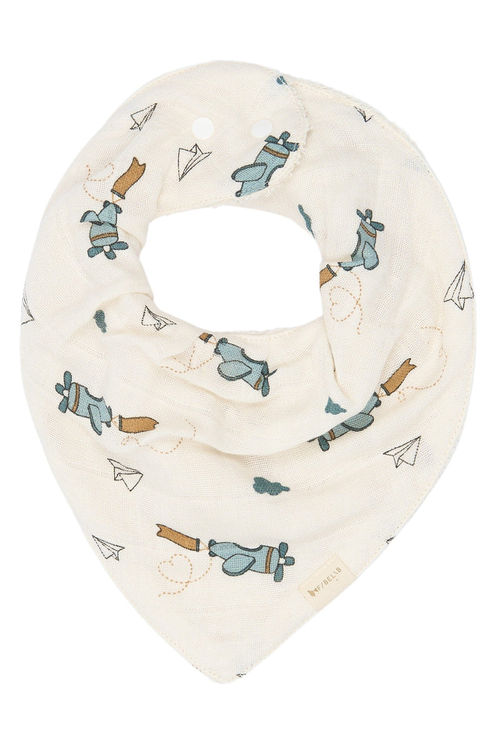 Fabelab - Organic Cotton Bandana Bibs, Airplane Blue, 3pcs