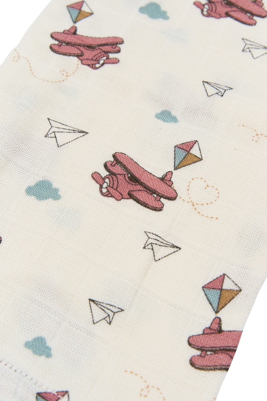 Fabelab - Organic Cotton Muslin Wraps, Airplane Rose, 4pcs