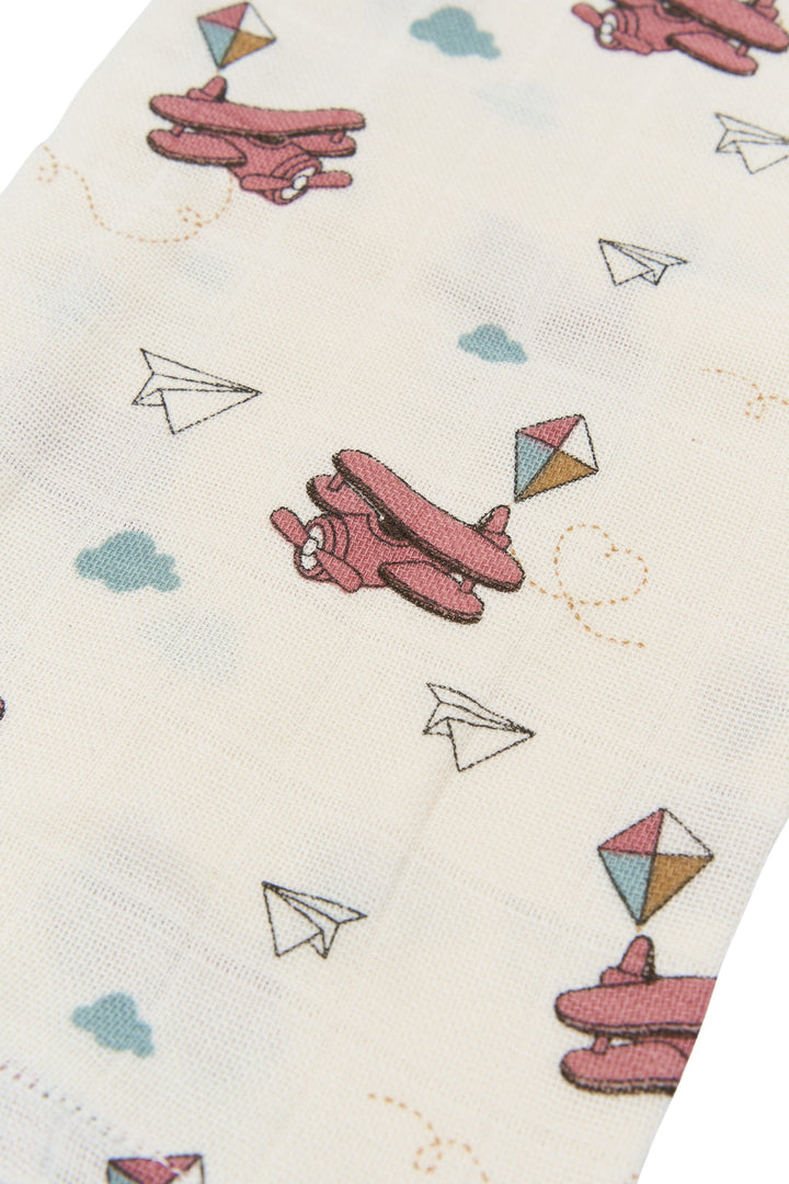 Fabelab - Organic Cotton Muslin Wraps, Airplane Rose, 4pcs
