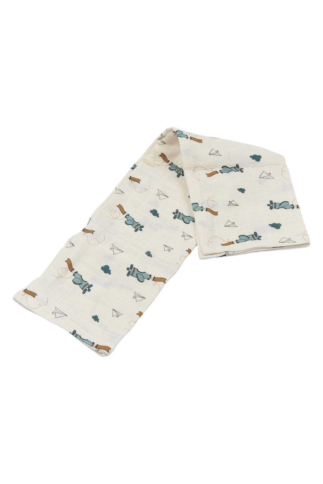 Fabelab - Organic Cotton Muslin Wraps, Airplane Blue, 4pcs