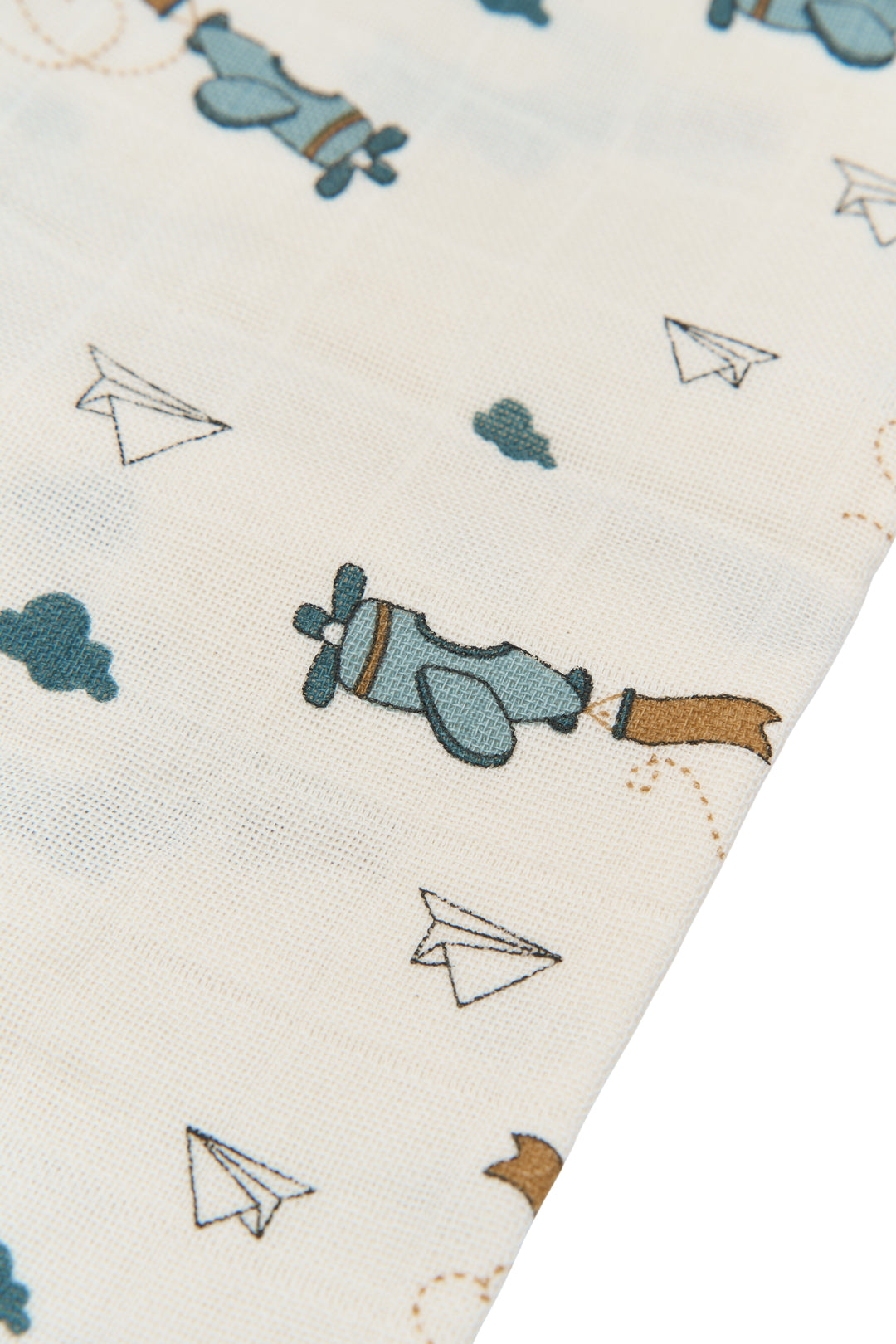 Fabelab - Organic Cotton Muslin Wraps, Airplane Blue, 4pcs