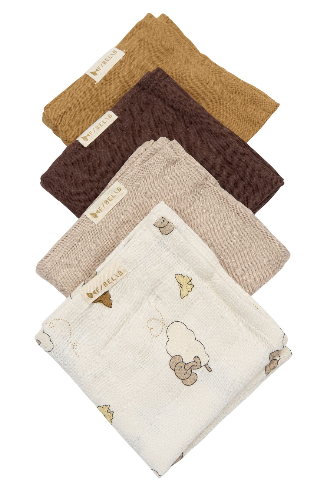 Fabelab - Organic Cotton Muslin Wraps, Elephant on the Air, 4pcs - SAMPLE