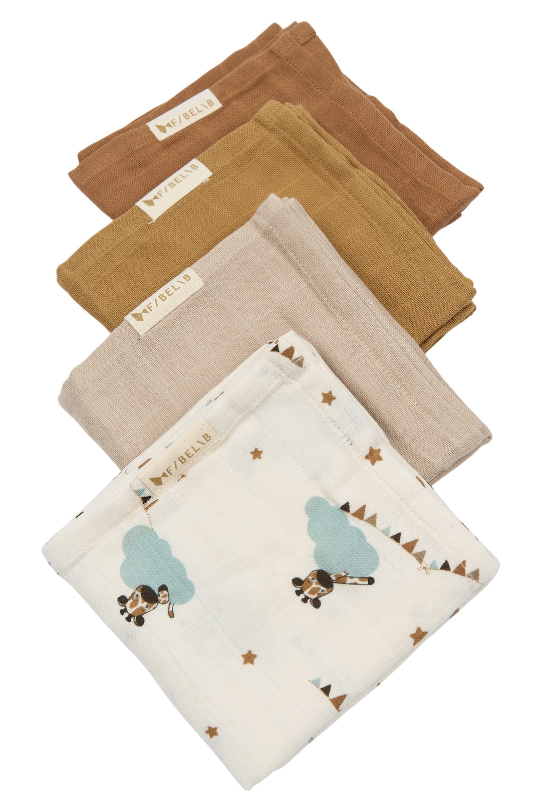 Fabelab - Organic Cotton Muslin Wraps, Giraffe on the Air, 4pcs - SAMPLE