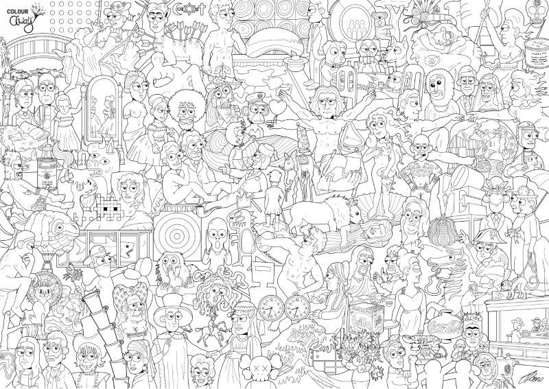 ColourAway Colouring In Poster Kit - 100 Arts