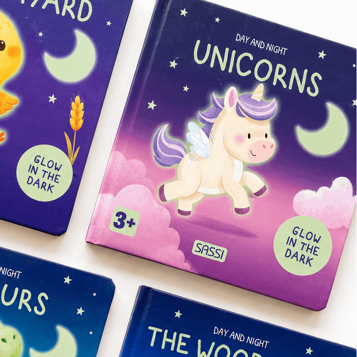 Sassi Board Book - Glow-In-The-Dark - Unicorns