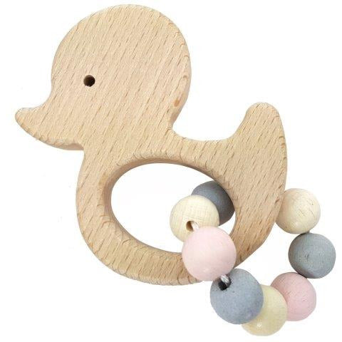 Hess-Spielzeug Rattle Griffon Duck, Natural Pink