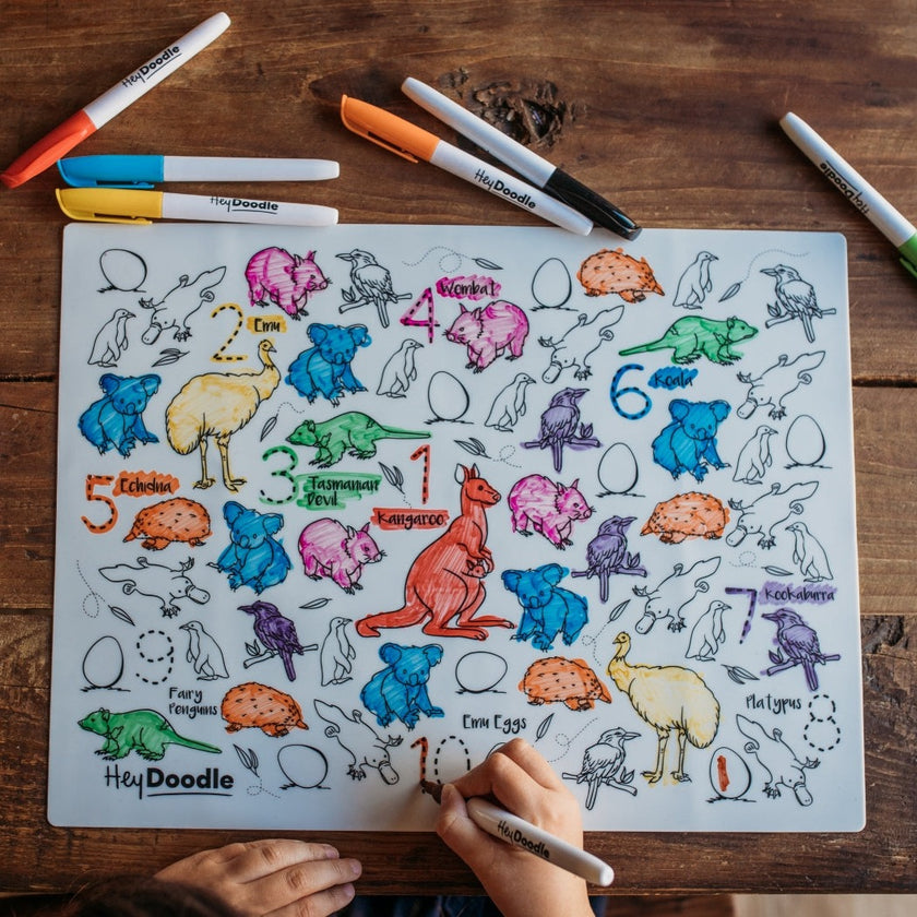 HeyDoodle - Classic Colouring &amp; Doodle Mat - Aussie Animals