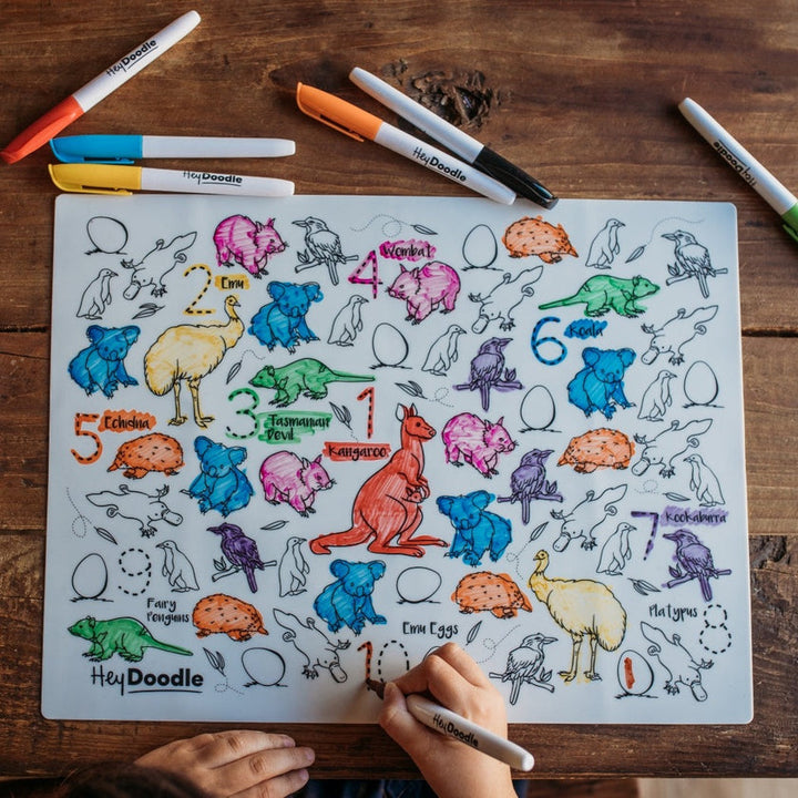 HeyDoodle - Classic Colouring &amp; Doodle Mat - Aussie Animals