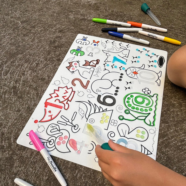 HeyDoodle - Sensory Colouring &amp; Doodle Mat -  Wild Digits