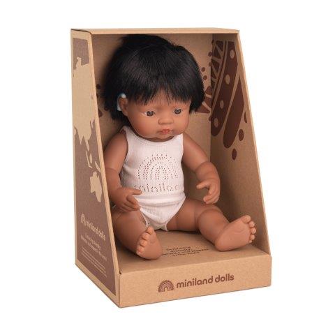 Miniland Doll - Latin American Boy, 38 cm with Hearing Implant