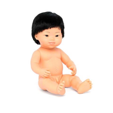 Miniland Doll - Anatomically Correct Baby Asian Boy with Down syndrome, 38 cm