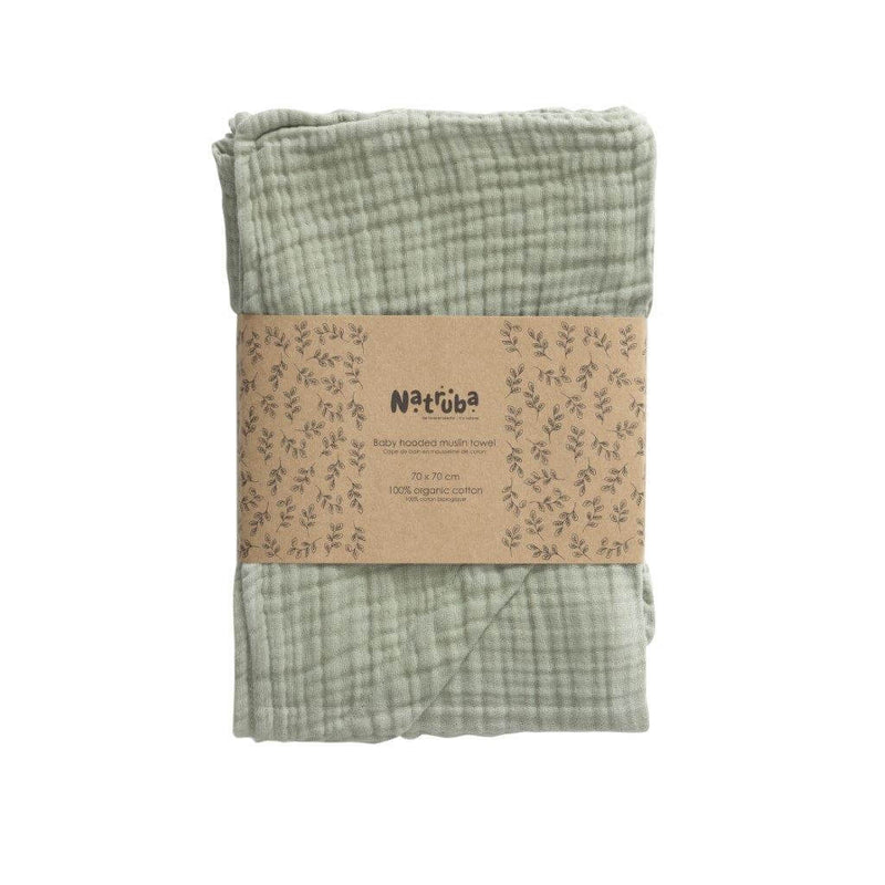 Natruba Muslin Hooded Baby Towel, Green, 70 cm Default Title
