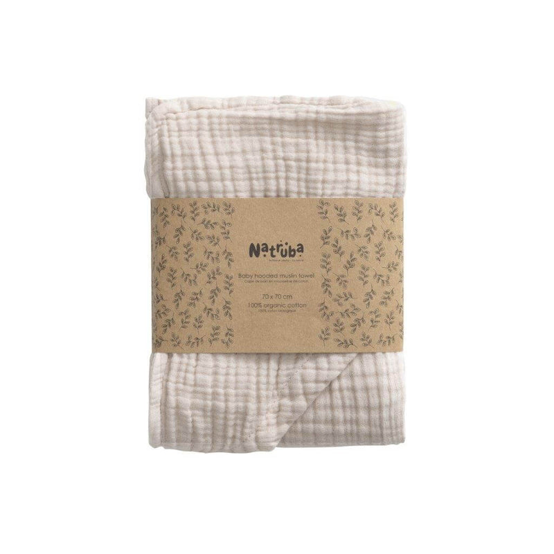 Natruba Muslin Hooded Baby Towel, Creme, 70 cm Default Title