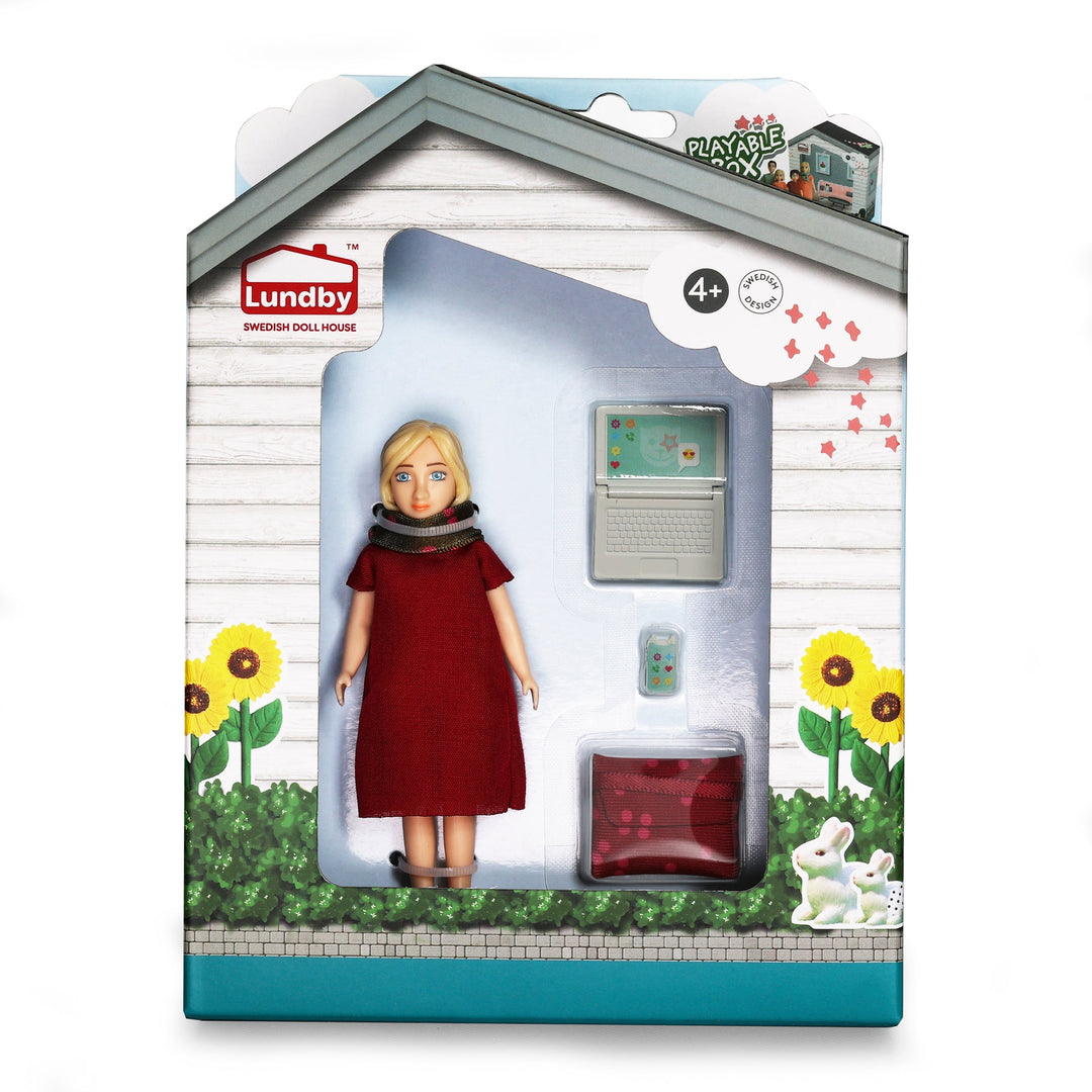 Lundby Doll House Doll - Woman with Laptop