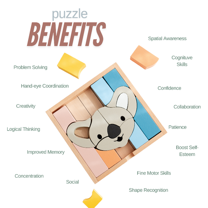 Stellavan & Papa - 3-in-1 Small Block Puzzle, Kangaroo