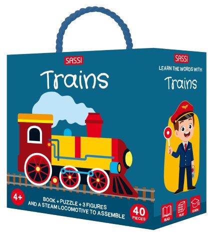 Sassi 3D Puzzle and Book Set - Learn Shapes Train, 40 pcs