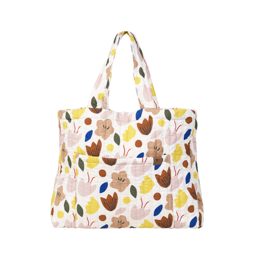 Fabelab - Quilted Organic Cotton Tote Bag - Flowers, 60 cm