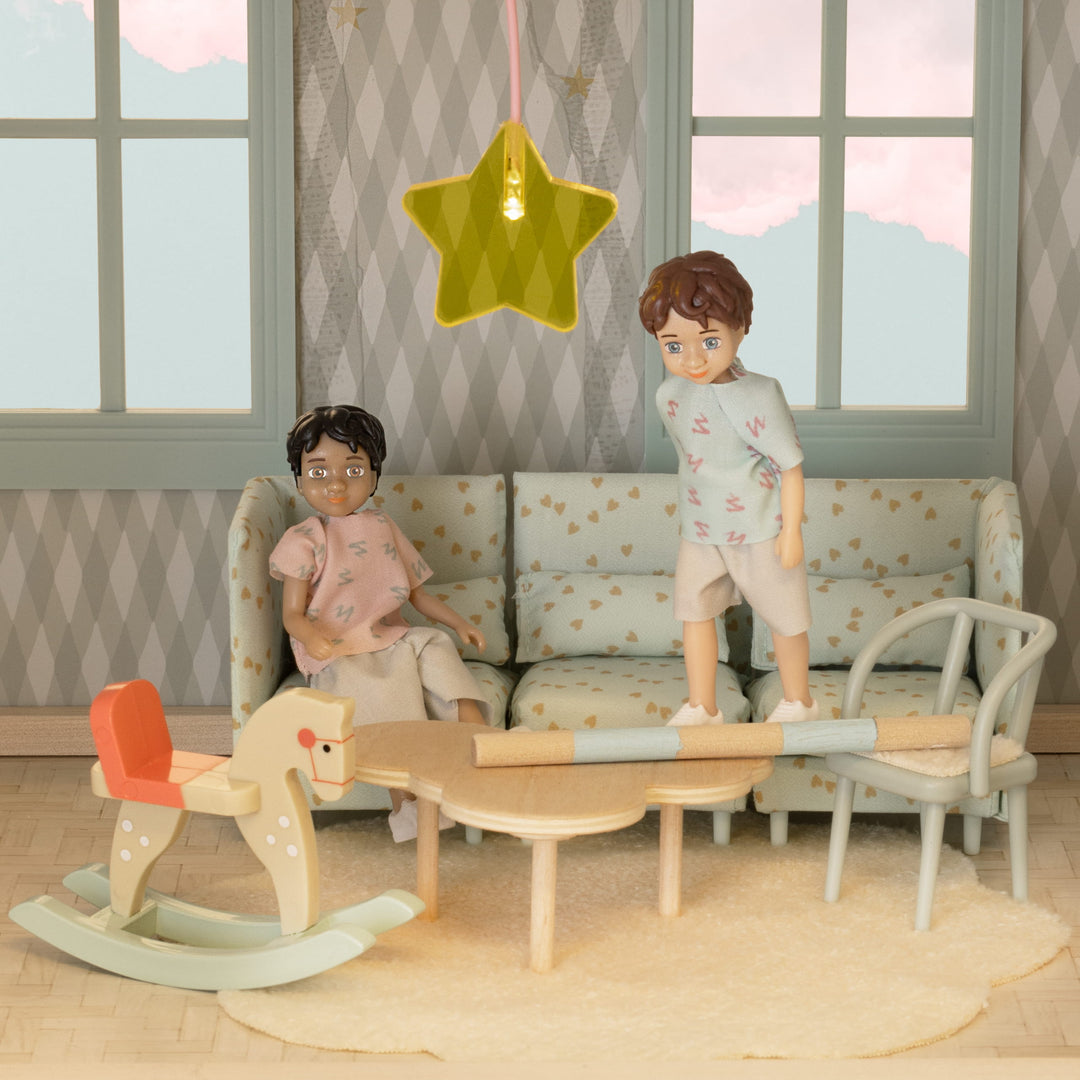 Lundby Doll House Accessories - Star Ceiling Lamp &amp; Beanbag Set