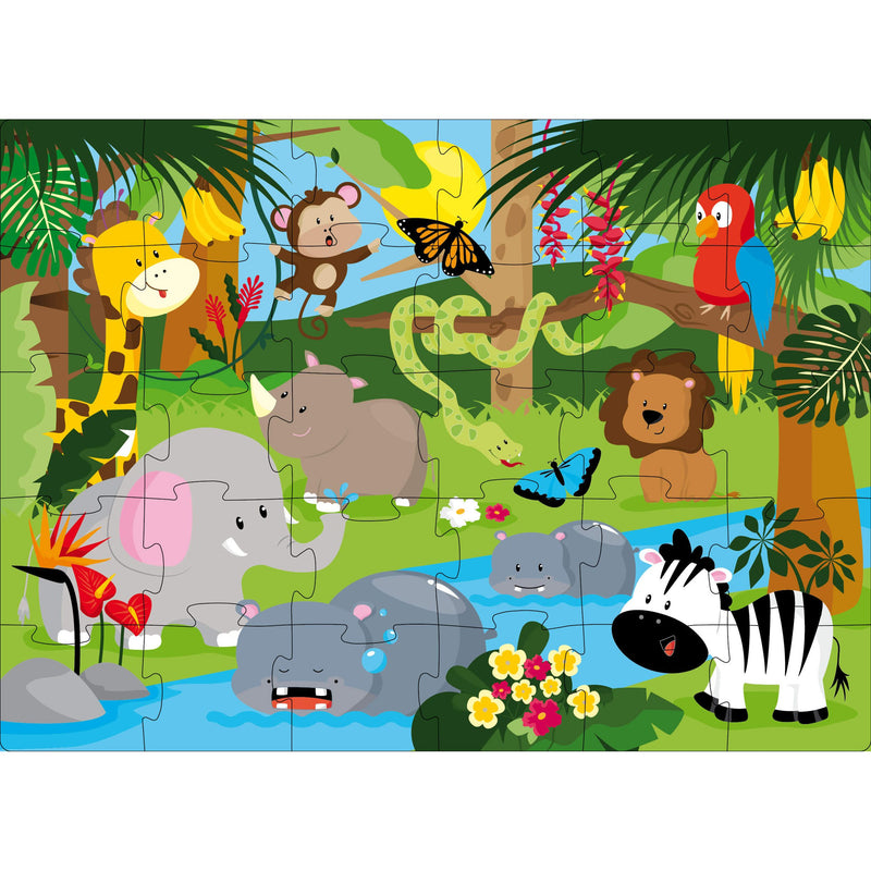 Sassi Giant Puzzle & Book Set - Jungle Friends,  30 pcs
