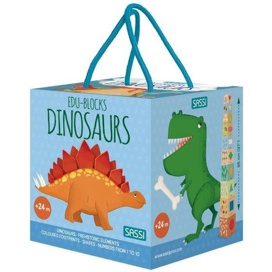 Sassi Edu Dinosaurs Stacking Blocks & Book Set, 10 pcs