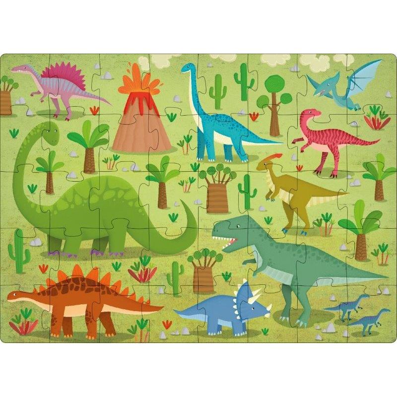 Sassi 3D Puzzle and Book Set - Learn Words Dinosaurs, 40 pcs