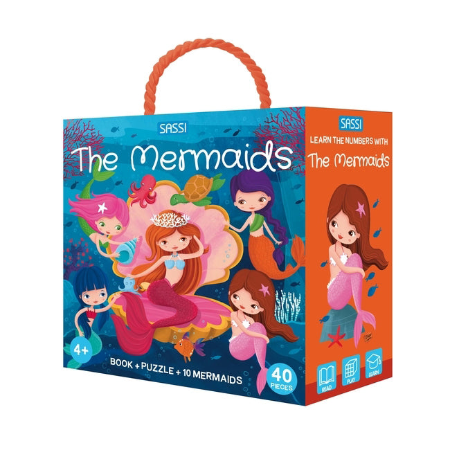 Sassi 3D Puzzle and Book Set - Learn Numbers Mermaids, 40 pcs